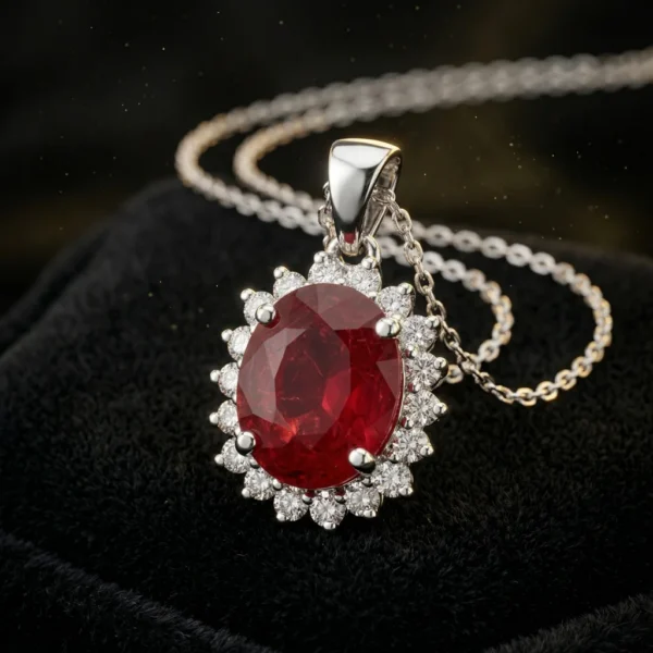Diamond & Ruby Pendant with Chain – PP3849